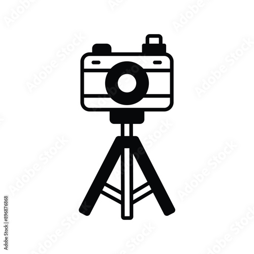 tripod glyph icon with white background vector stock illustration