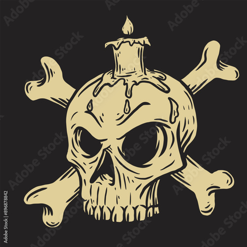 halloween skull with candle vector