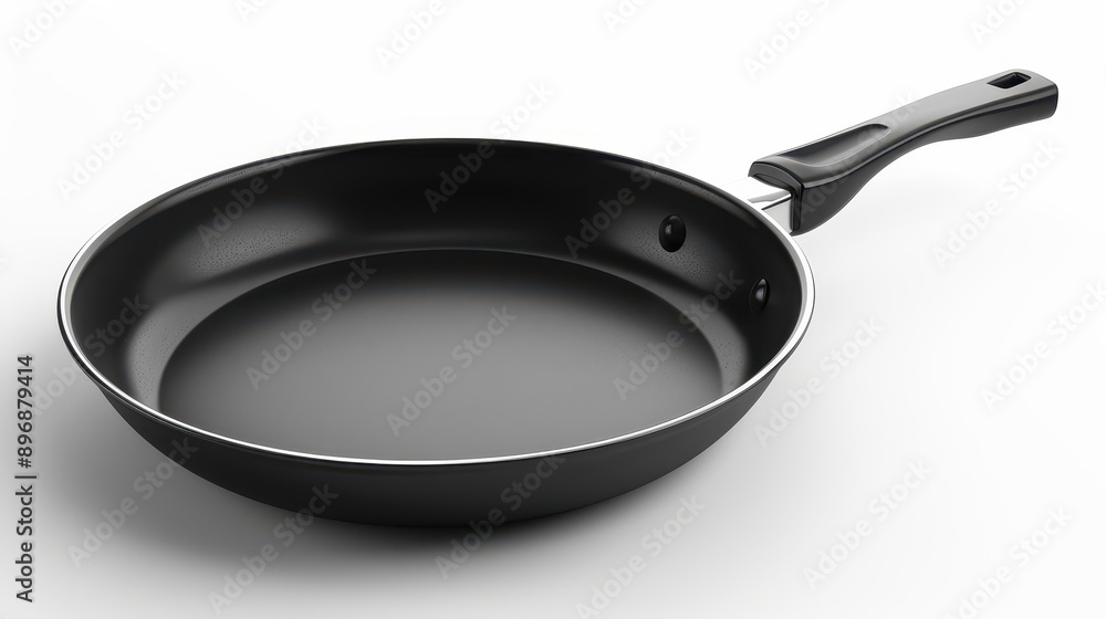 Black Frying Pan with Handle Isolated on White Background Black Frying Pan with Handle Isolated on White Background