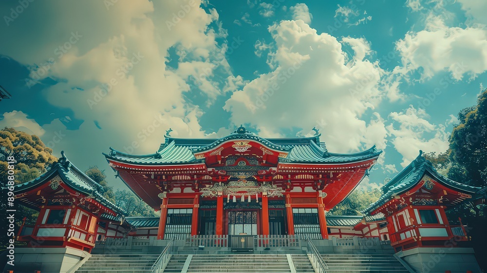 low-angle shot of a sacred site or holy place, such as a shrine or temple, set against a vast, open sky, evoking a sense of awe and spirituality. low-angle shot of a sacred site or holy place, such as a shrine or temple, set against a vast, open sky, evoking a sense of awe and spirituality.