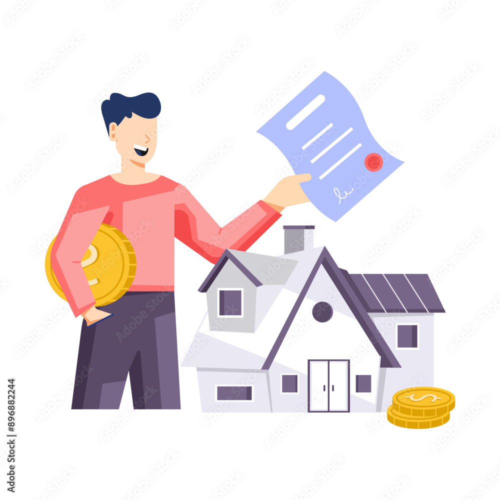 Character based flat style illustration of homeowner
Character based flat style illustration of homeowner