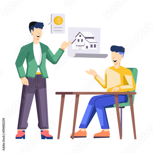 Home broker illustration in flat style  

