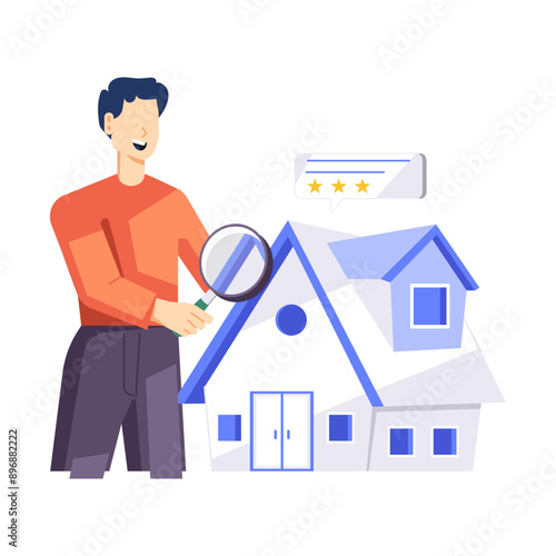 A flat character illustration of finding house 

