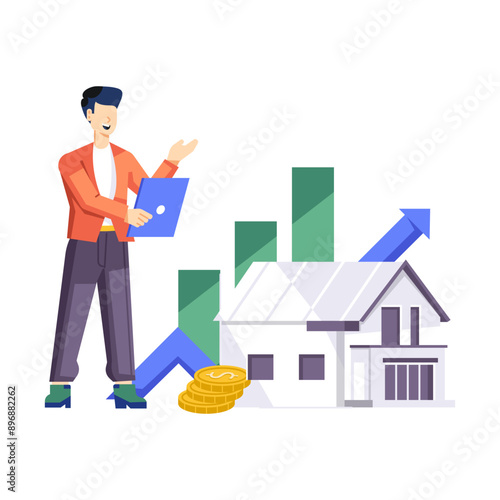 Flat style illustration of property market 

