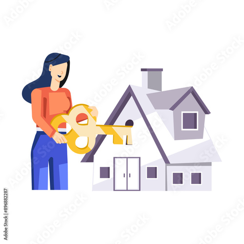 Character based flat illustration of house keys 

