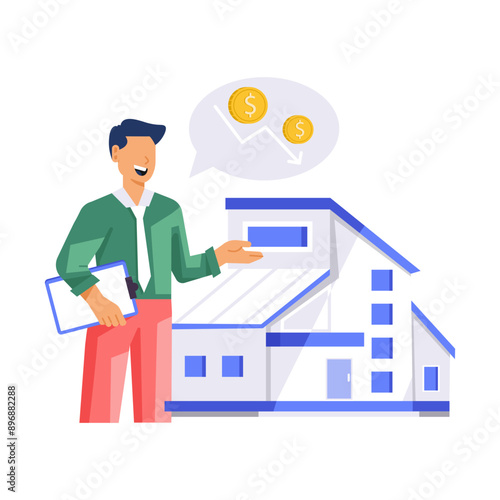 A flat illustration of low commission broker 

