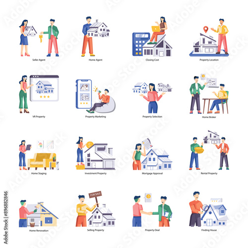 Basic RGBCollection of Real Estate Agents Flat Illustrations 

