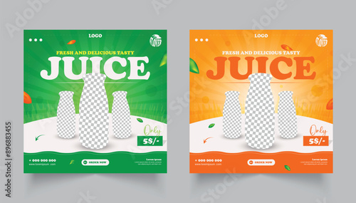 Food Social Media Post design. juice Menu design. set of food social media post or web banner template design.	