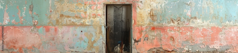 Small Door in Decayed Pastel Wall Small Door in Decayed Pastel Wall