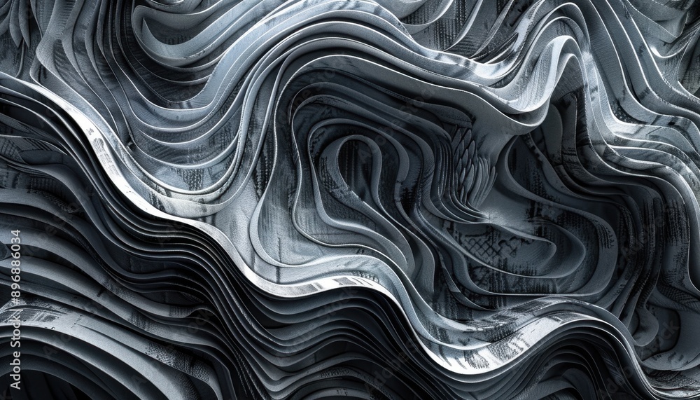 Abstract Gray And White Wavy Paper Sculpture Abstract Gray And White Wavy Paper Sculpture