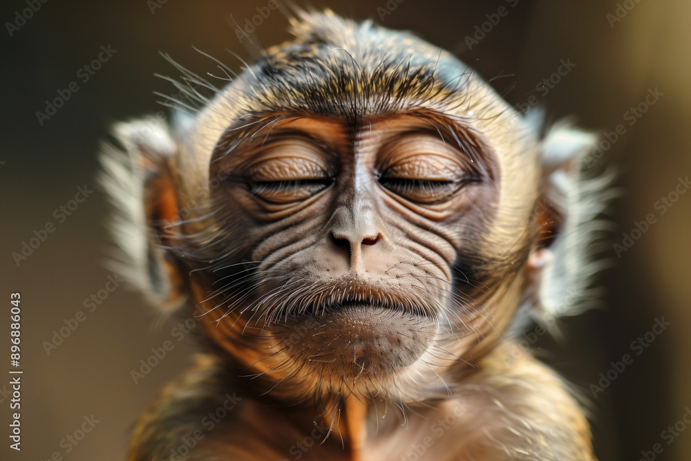 Funny meditating monkey portrait Funny meditating monkey portrait