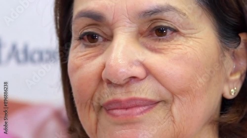 Close-Up Video of Elderly Woman's Face with Wrinkles