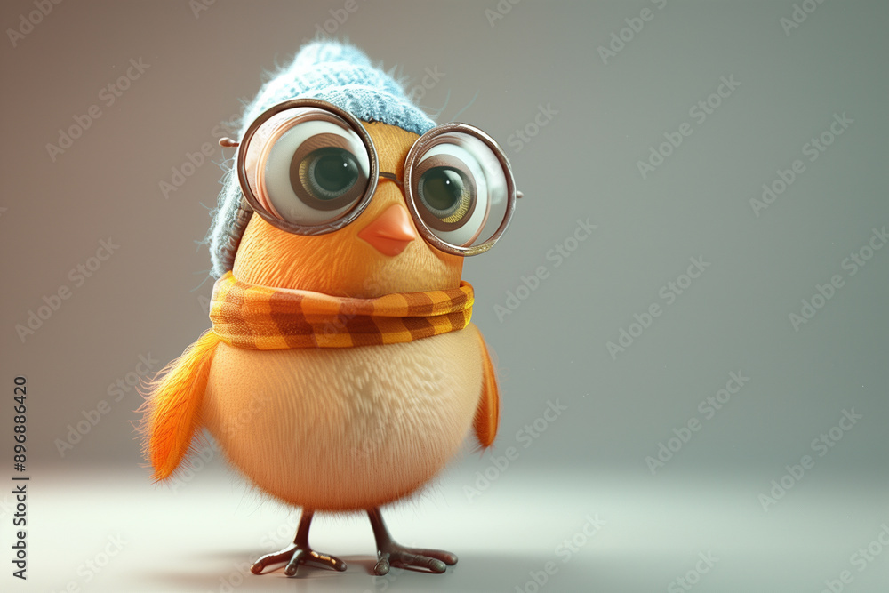 Funny cute cartoon chick portrait Funny cute cartoon chick portrait