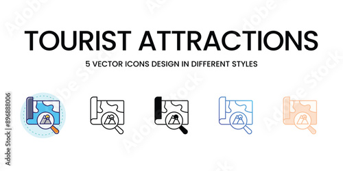 Tourist Attractions icons set vector illustration. vector stock