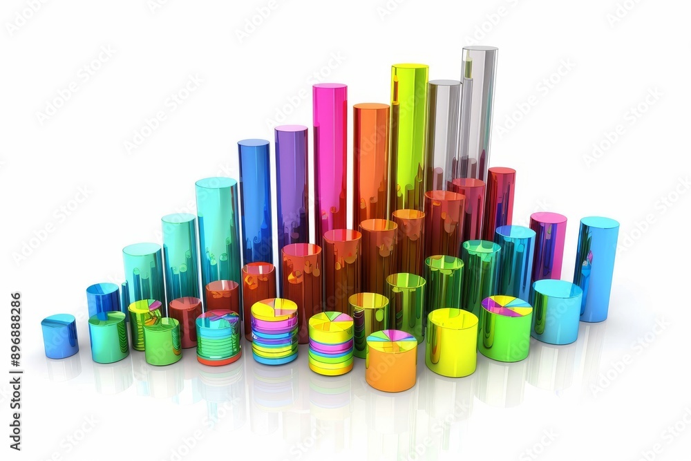 Colorful Cylindrical Chart of Growth and Data Colorful Cylindrical Chart of Growth and Data