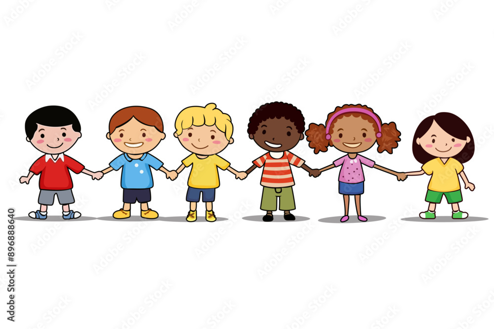 kids holding hands, kindergarten cartoon clip art vector illustration kids holding hands, kindergarten cartoon clip art vector illustration
