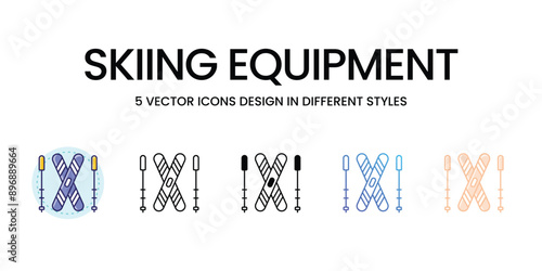 Skiing Equipment icons set vector illustration. vector stock