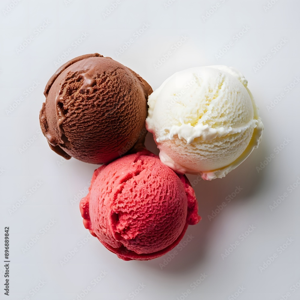 Ice cream scoop ball with fruits toppings Ice cream scoop ball with fruits toppings