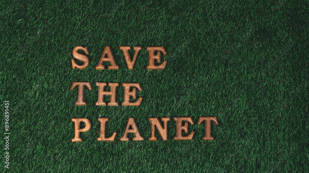 Eco awareness campaign for Earth day concept showcase message arranged in Save Earth on biophilic green background. Environmental social governance concept idea for sustainable and greener future.Gyre Eco awareness campaign for Earth day concept showcase message arranged in Save Earth on biophilic green background. Environmental social governance concept idea for sustainable and greener future.Gyre