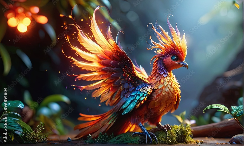 Fototapeta premium A Young Phoenix of the Flames