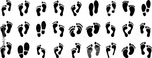 Footprint vector illustration set, perfect foot print silhouette for tracking or identity concepts