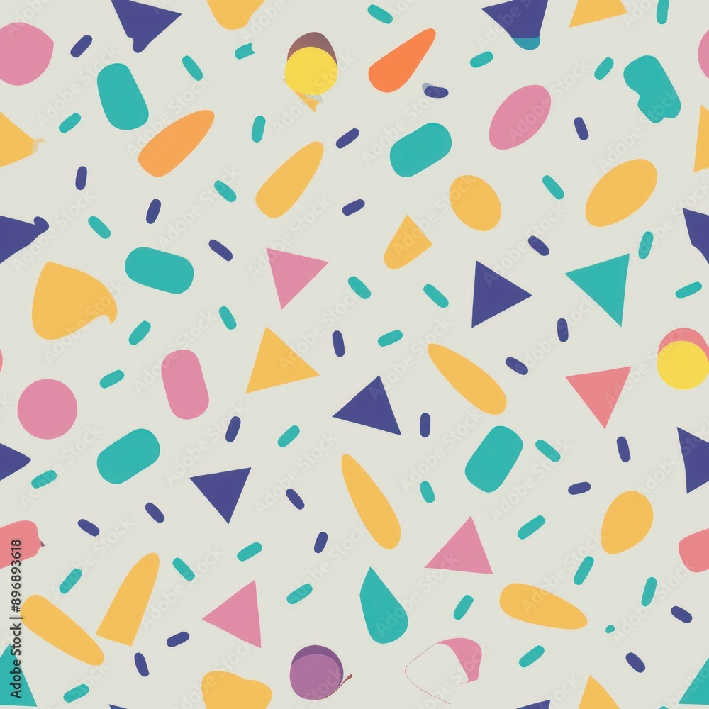 Seamless pattern of cheerful confetti shapes, Generative AI Seamless pattern of cheerful confetti shapes, Generative AI