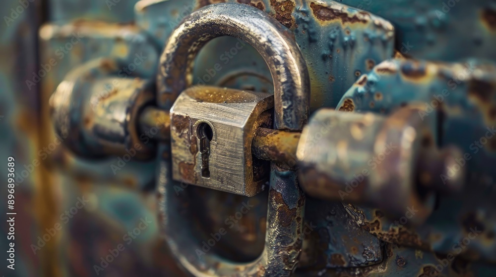 Metal padlock close up in webpage banner Metal padlock close up in webpage banner