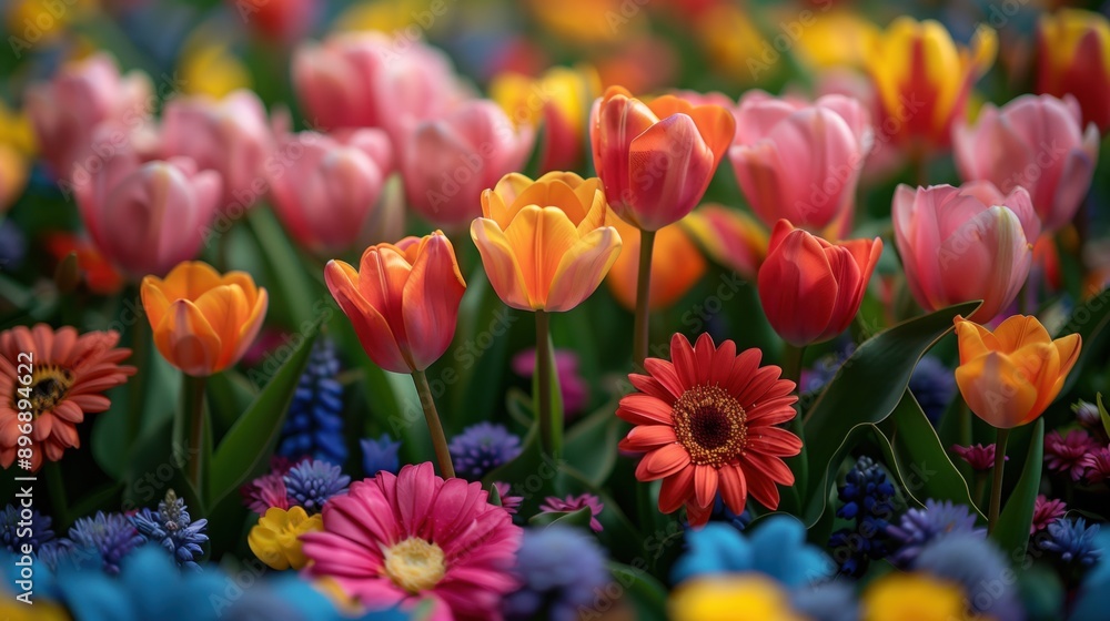 Fototapeta premium red and yellow tulips