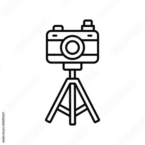 tripod line icon with white background vector stock illustration