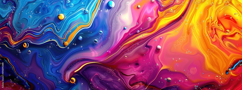 Vibrant Psychedelic Abstract Pattern with Colorful Swirls and Waves in Liquid Paint Background Vibrant Psychedelic Abstract Pattern with Colorful Swirls and Waves in Liquid Paint Background