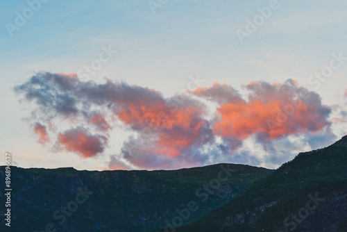 Evening sky above the Fortunsdalen Valley in Western Norway. photo