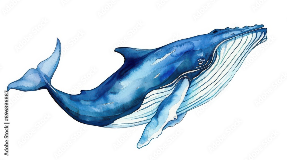 Naklejka premium Colorful blue whale cartoon illustration brings whimsy and charm to any design, perfect for kids rooms or educational materials.