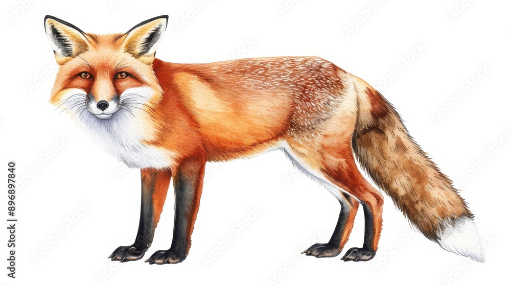 Obraz premium Celebrate the charm of a European fox in this unique handdrawn watercolor illustration, perfect for nature lovers.