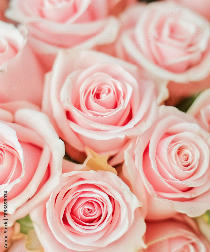 Close-up photo of a bouquet of pink roses Roses are packed together. Close-up photo of a bouquet of pink roses Roses are packed together.
