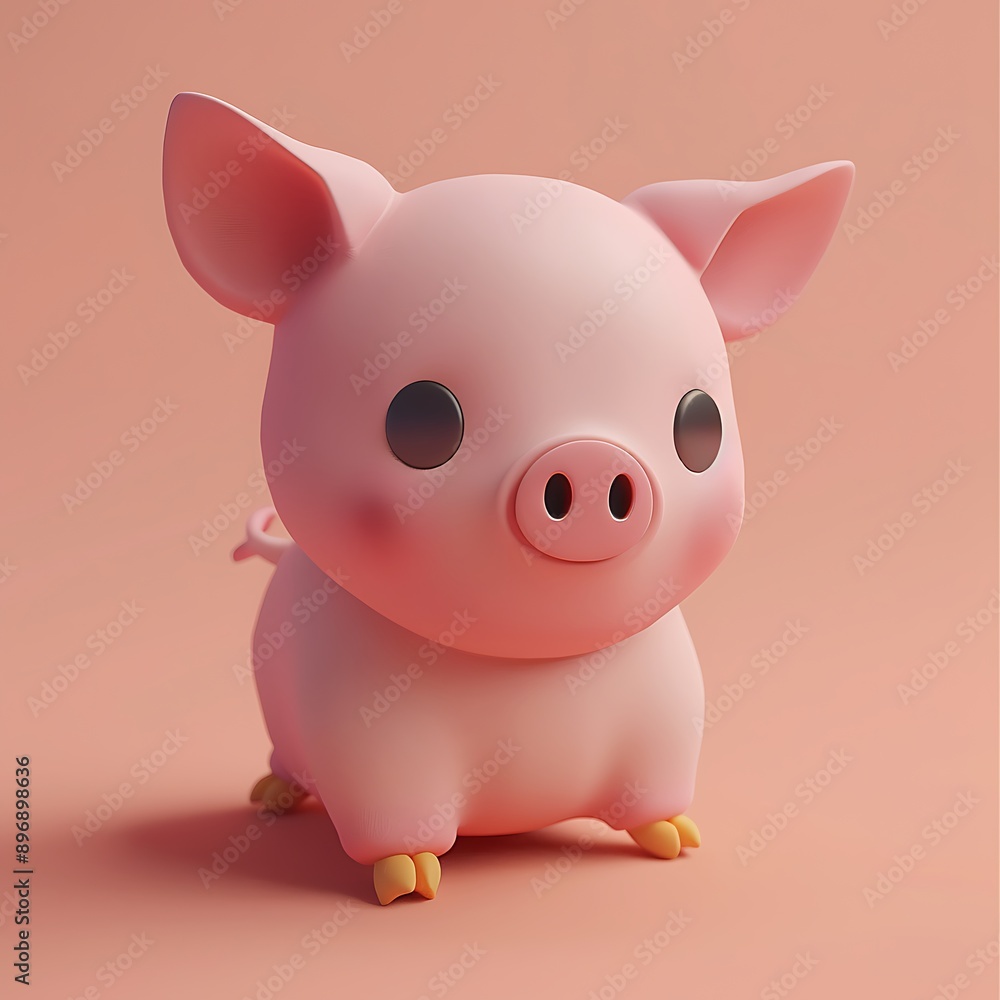 A 3D Rendered Cartoon Piglet with Big Eyes A 3D Rendered Cartoon Piglet with Big Eyes