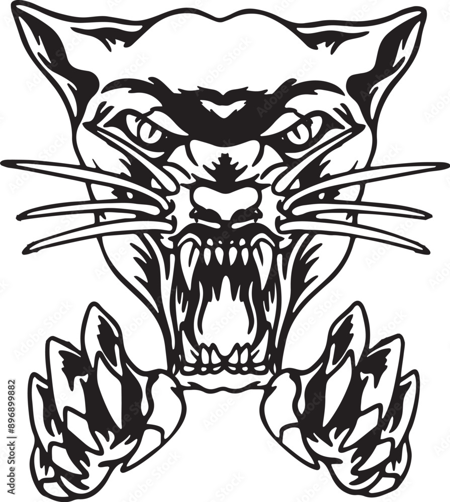 Obraz premium tribal wolf tattoo design silhouette 