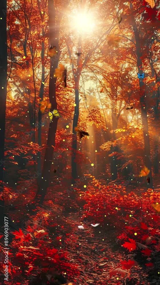 autumn afternoon in a dense forest sunlight seamless looping overlay 4k virtual video animation background autumn afternoon in a dense forest sunlight seamless looping overlay 4k virtual video animation background