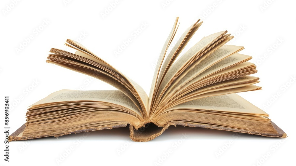 Book open on white background with cover Book open on white background with cover