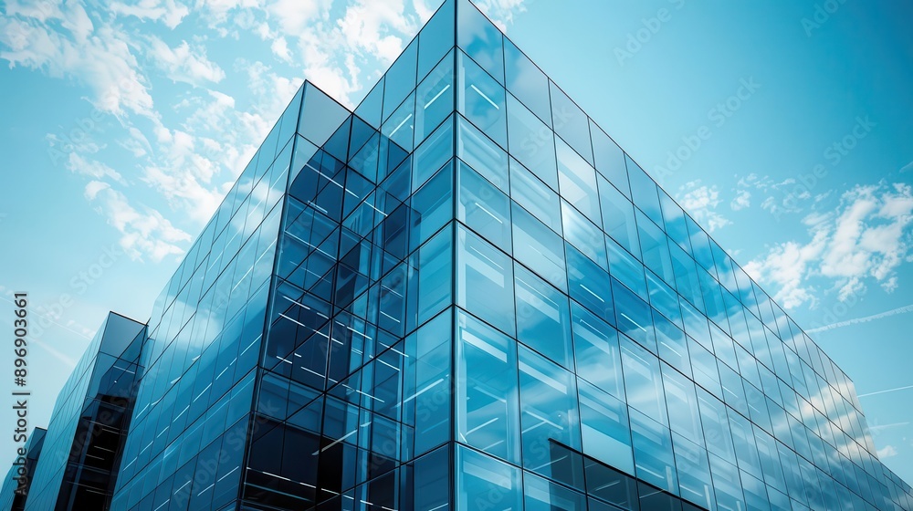 Chic corner of a modern glass office building, transparency and clean lines merging seamlessly, Professional, Daylight reflections, Digital art, Sleek innovation Chic corner of a modern glass office building, transparency and clean lines merging seamlessly, Professional, Daylight reflections, Digital art, Sleek innovation