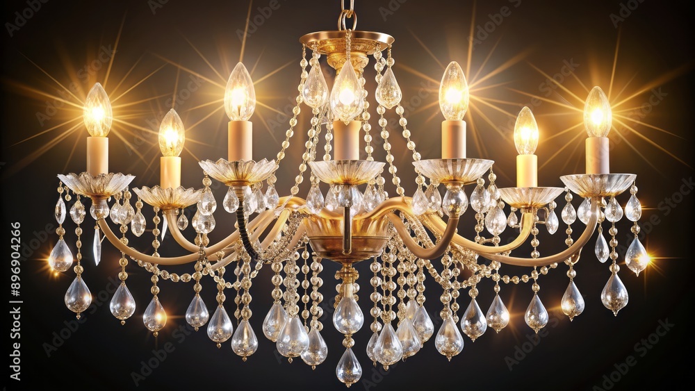 Elegant luxurious crystal chandelier with warm soft glow emanating from ornate fixture against pure white or transparent background. Elegant luxurious crystal chandelier with warm soft glow emanating from ornate fixture against pure white or transparent background.
