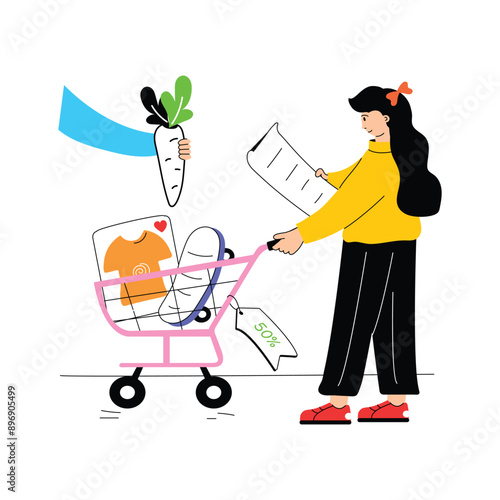 Get this amazing vector illustration of shopping list