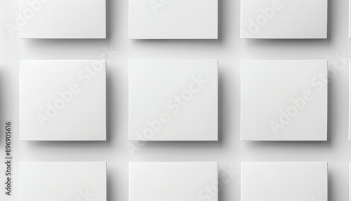 Wallpaper Mural Square card mockup template 3D render of blank white cards on light background, top view with shadows and soft focus for realistic design presentation Torontodigital.ca