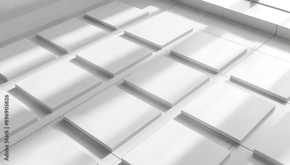 Square card presentation mockup Top view 3D render of blank white cards on light background, vector design with shadows and soft focus Square card presentation mockup Top view 3D render of blank white cards on light background, vector design with shadows and soft focus