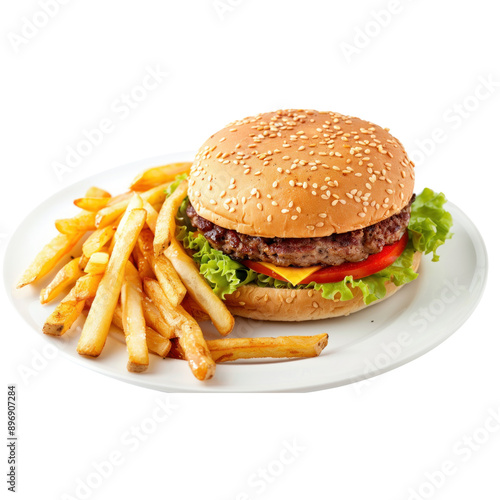burger and fries icon 3d png transparent