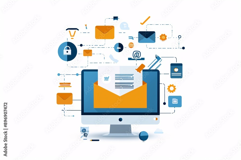 A professional email marketing setup with soft primary colors, enhancing customer engagement creatively A professional email marketing setup with soft primary colors, enhancing customer engagement creatively