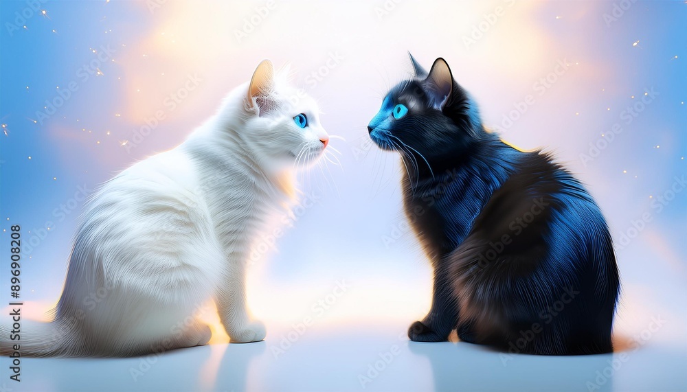 Whimsical Whiskers: Playful Moments of White and Black Cats,cat, animal, pet, kitten, cute, feline, domestic, pets, eyes Whimsical Whiskers: Playful Moments of White and Black Cats,cat, animal, pet, kitten, cute, feline, domestic, pets, eyes