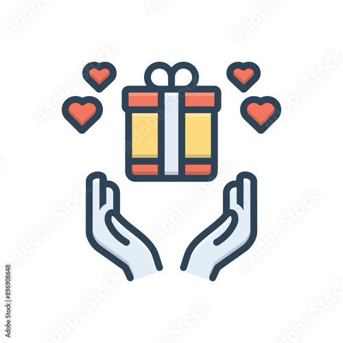 Color illustration icon for charity