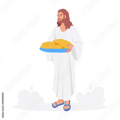 A flat illustration of jesus food 

