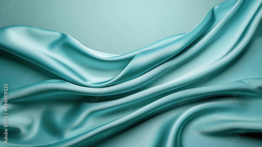 Obraz premium Stunning dark blue abstract silk background with mint, teal, and emerald tones. Metallic foil effect for a unique design template.