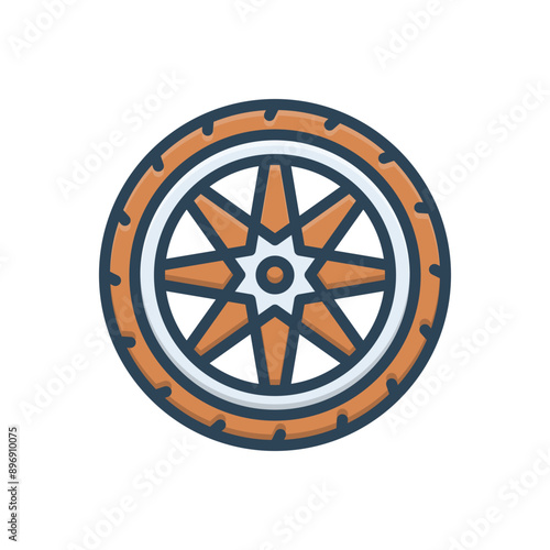 Color illustration icon for wheel photo